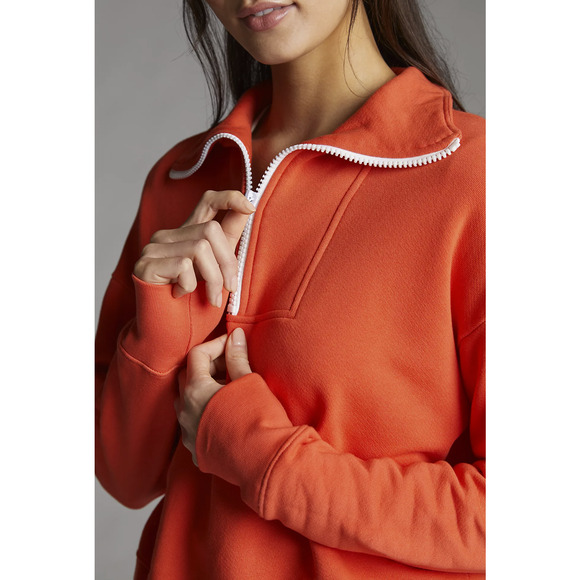 NEW Anthropologie Sundry Red Quarter-Zip Pullover - Size 1 (Small) Women's - Picture 2 of 7